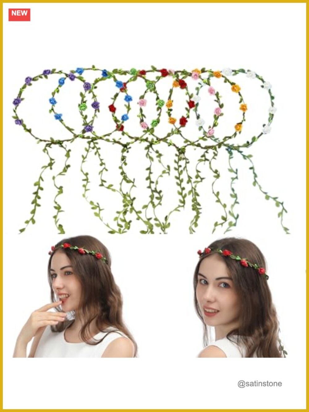 7 Pack Paper Flower Crown Floral Headband Wreath Bohemian Wedding Party